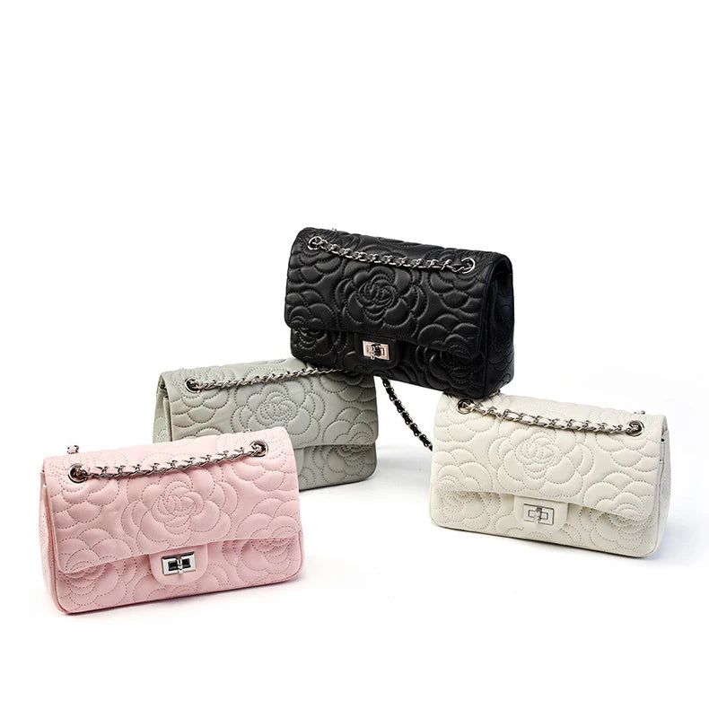 Camellia Pattern Chain Crossbody Bags