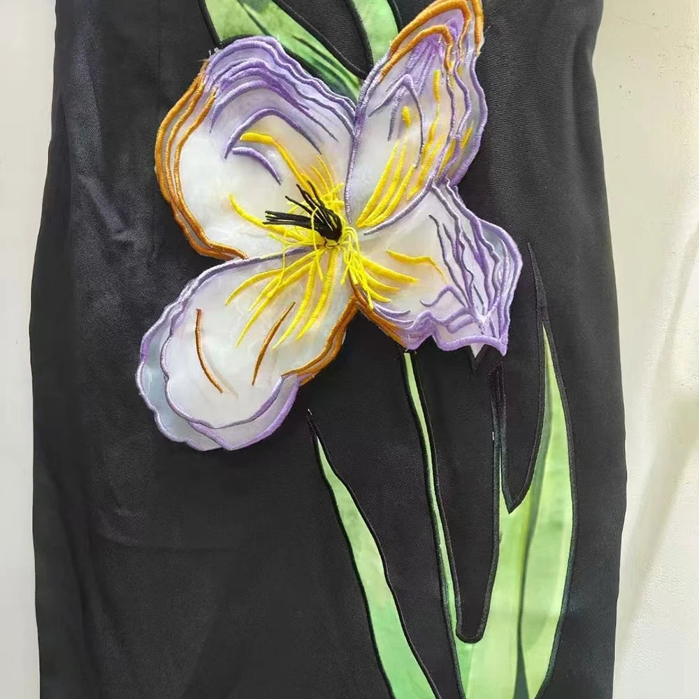 3D Black Flower Dress