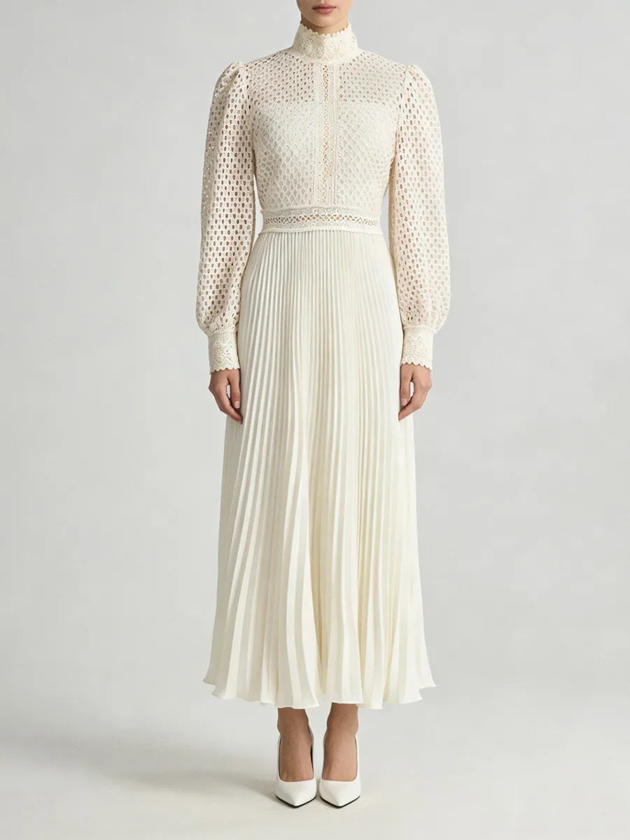 Hollow Out Spliced Embroidery Dresses