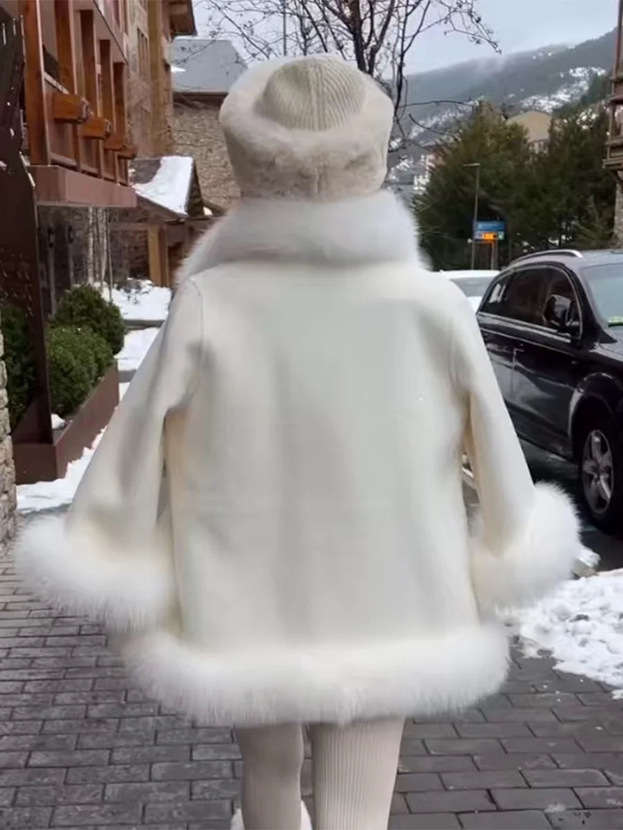 Solid Loose Spliced Fluff Elegant Jackets