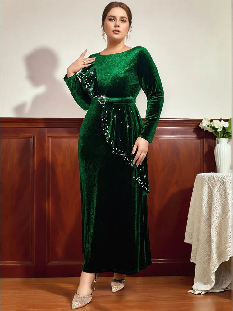 Plus Size Peplum Dress with Belt