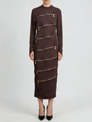 Solid Spliced Zippers Design Sense Dresses