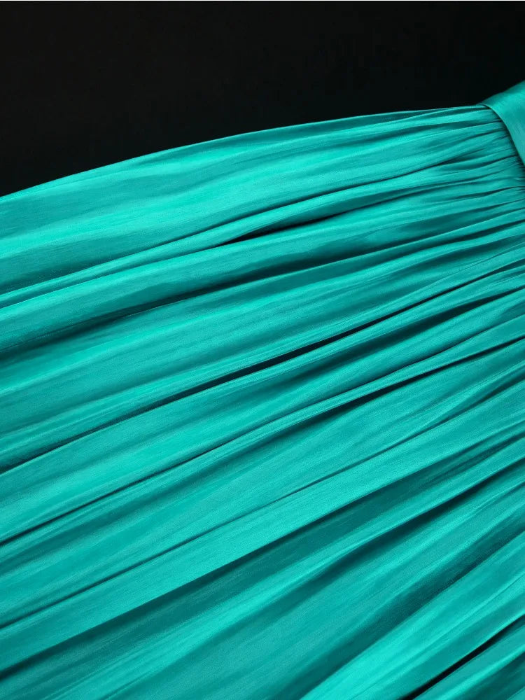 Plus Size Shiny Pleated Dress