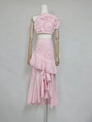 Embroidery Two Piece Ruffles Skirt Sets