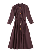 Solid Spliced 3D Buttons Dresses