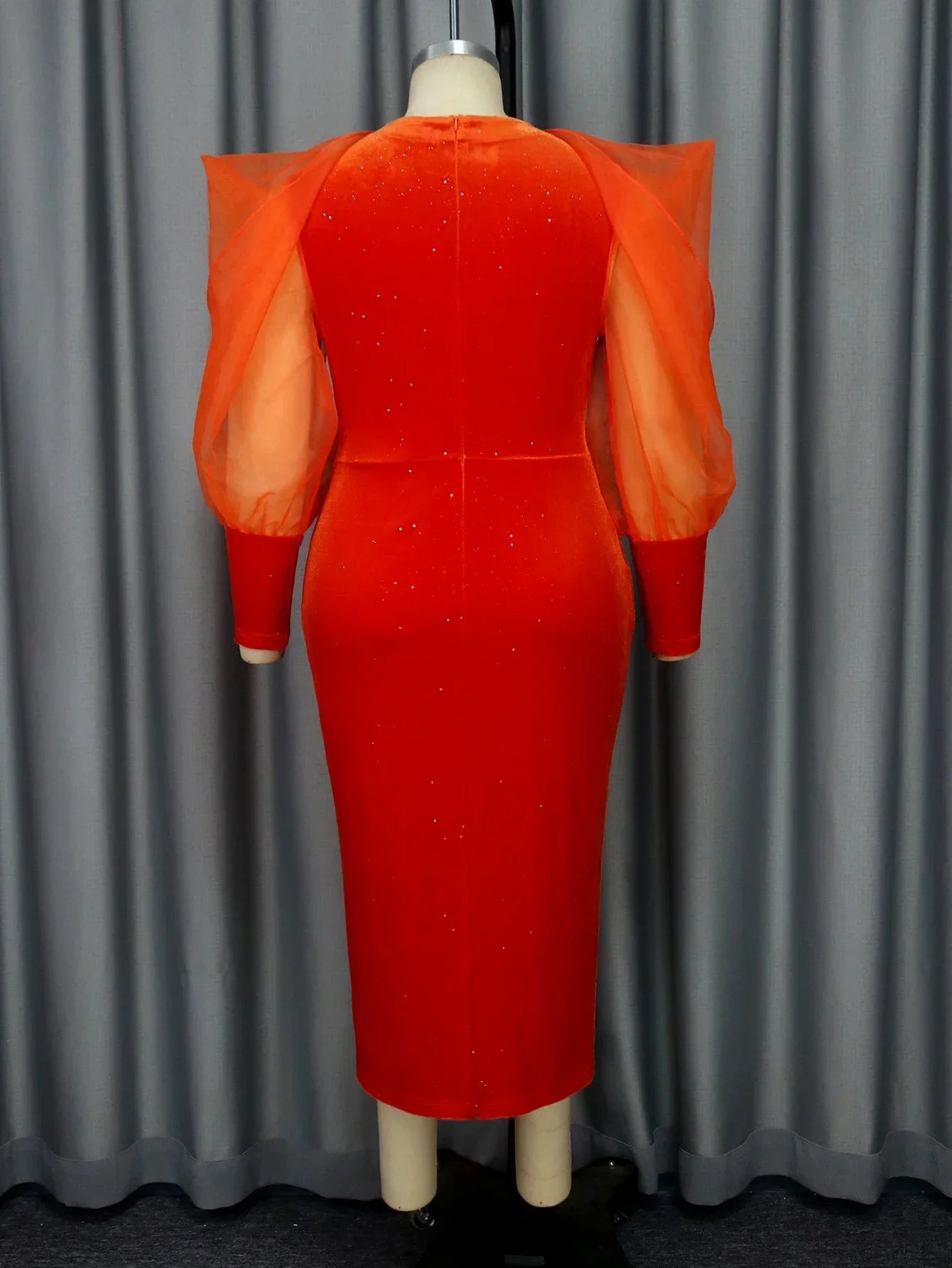 Plus Size Orange Velvet Dress