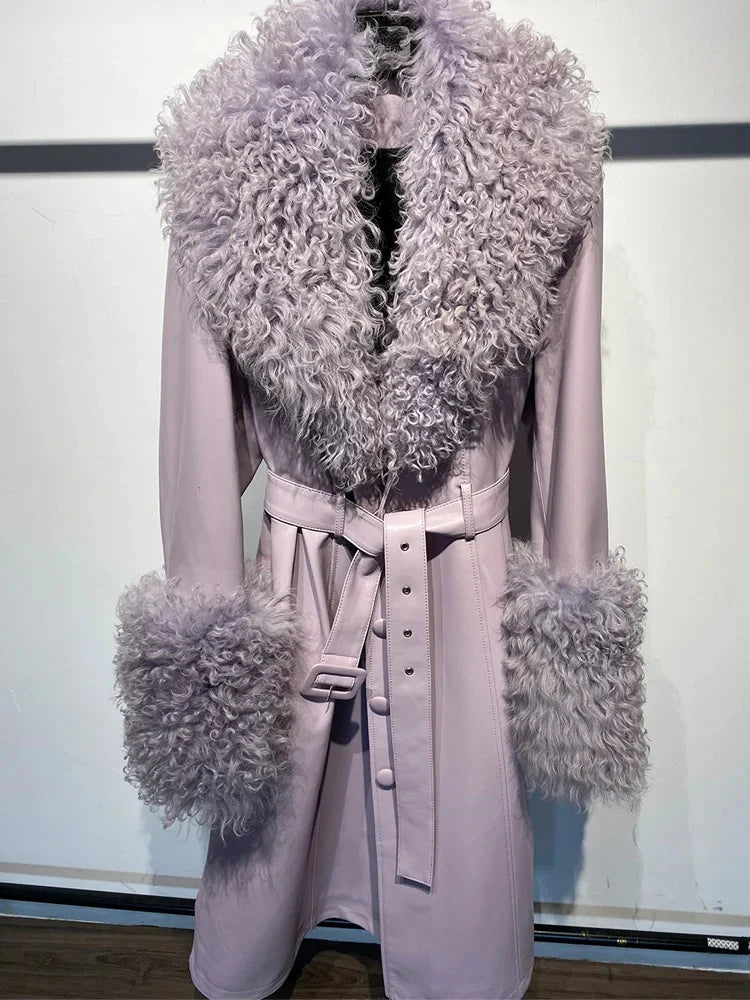 Genuine Fur Collar Coat