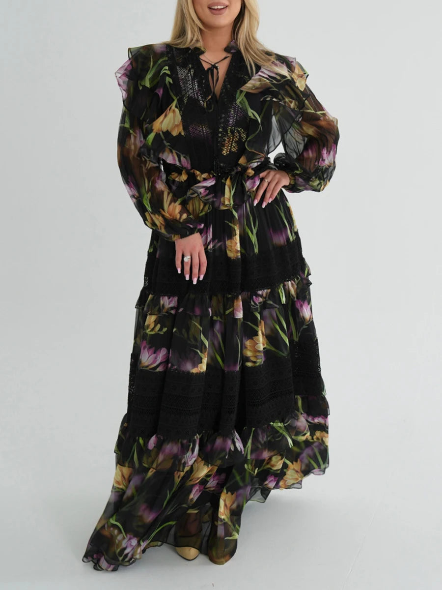 V Neck Long Sleeve Dress