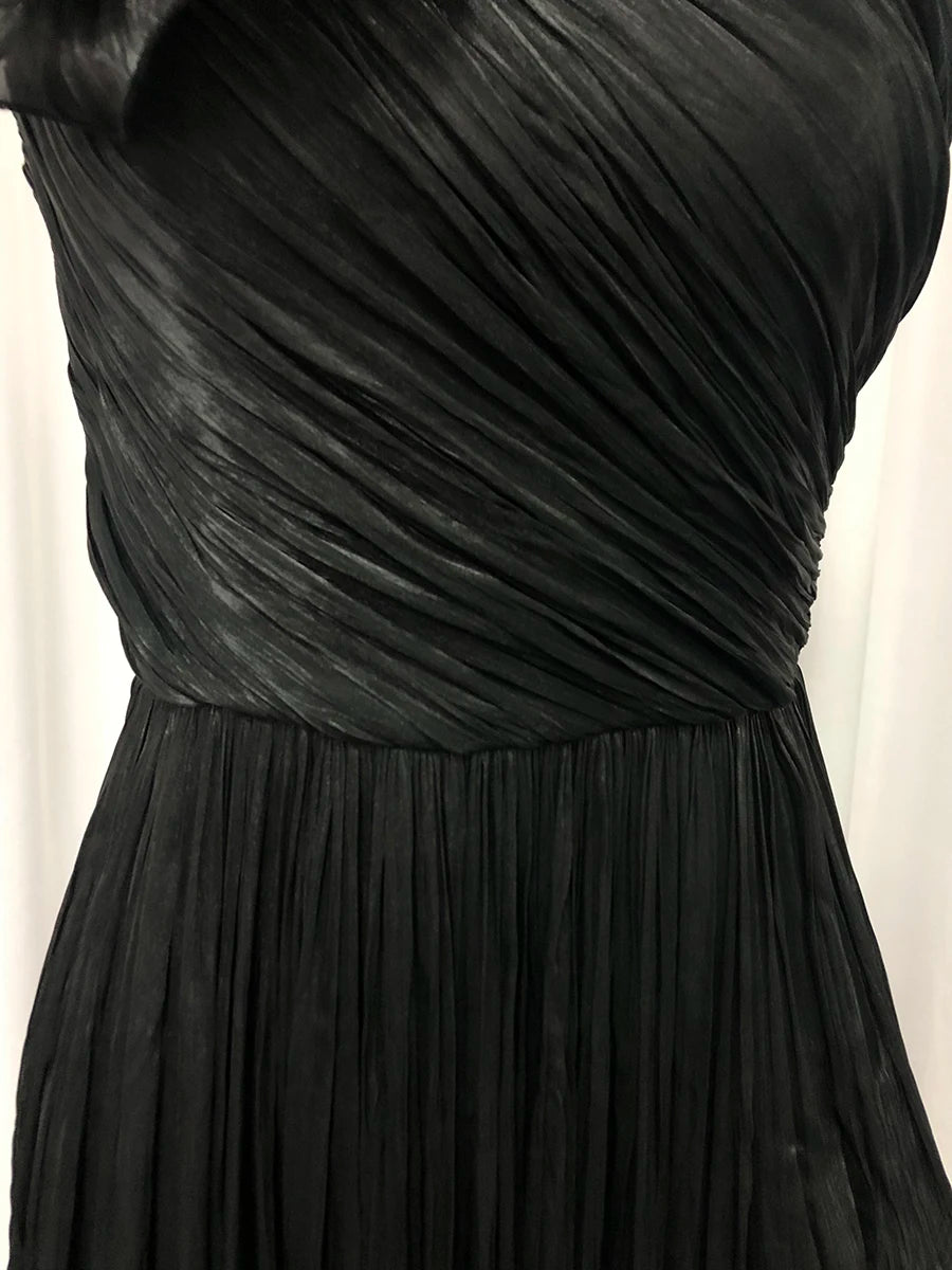 Black Spliced Fungus Folds Irregular Long Dress