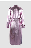 Bright Pink Shiny Belt Overcoat