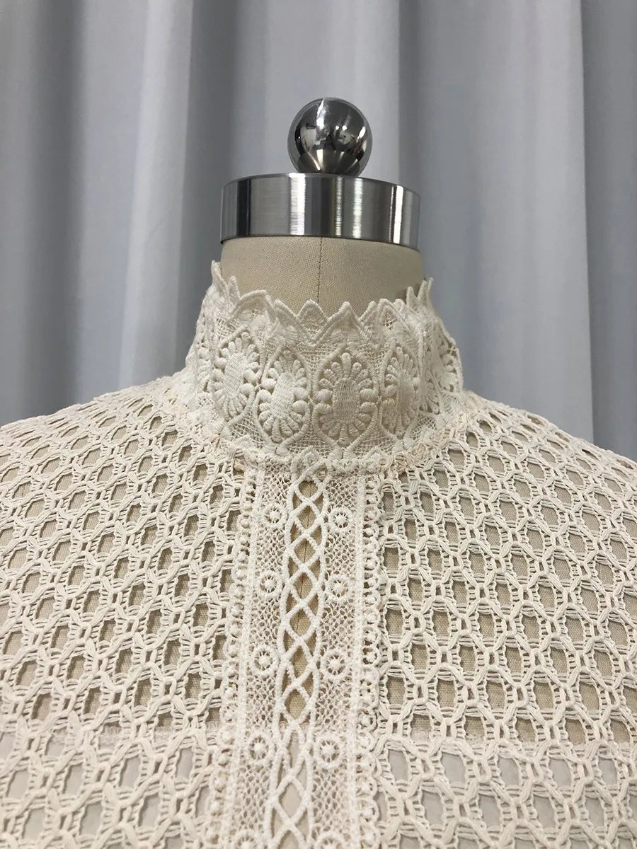 Hollow Out Spliced Embroidery Dresses