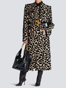 Leopard Slimming Spliced Belt Fashion Trench