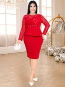 Stylish Plus Size Red Lace Dress