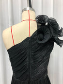 Black Spliced Fungus Folds Irregular Long Dress