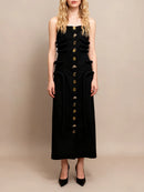 Solid Slimming Spliced Buttons Dresses