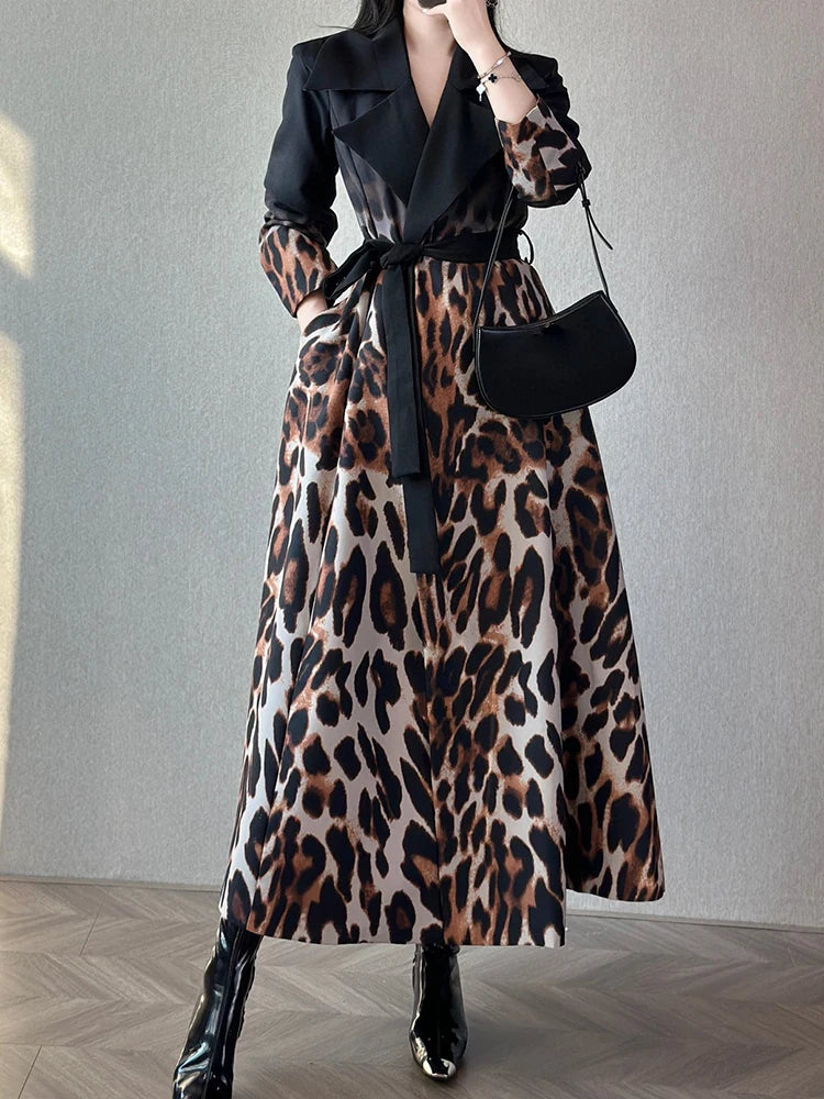 Leopard Printing Streetwear Midi Dress