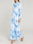 Printing Spliced Shirring Slimming Dresses