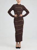 Solid Spliced Zippers Design Sense Dresses