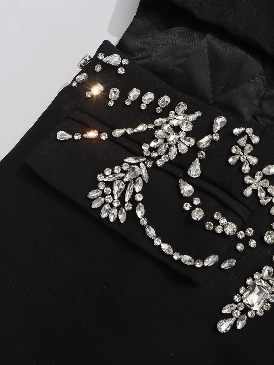 Solid Hollow Out Diamonds Elegant Blazers