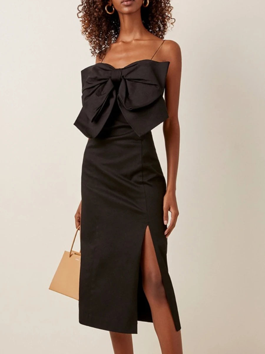 Spliced Bowknot Fashion Dresses