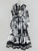 Spliced Lace Up Dresses