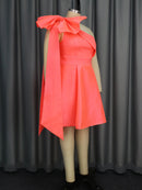 Plus Size Orange Sweet Mini Dress