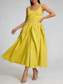 Solid Slimming Spliced Dress