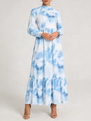 Printing Spliced Shirring Slimming Dresses