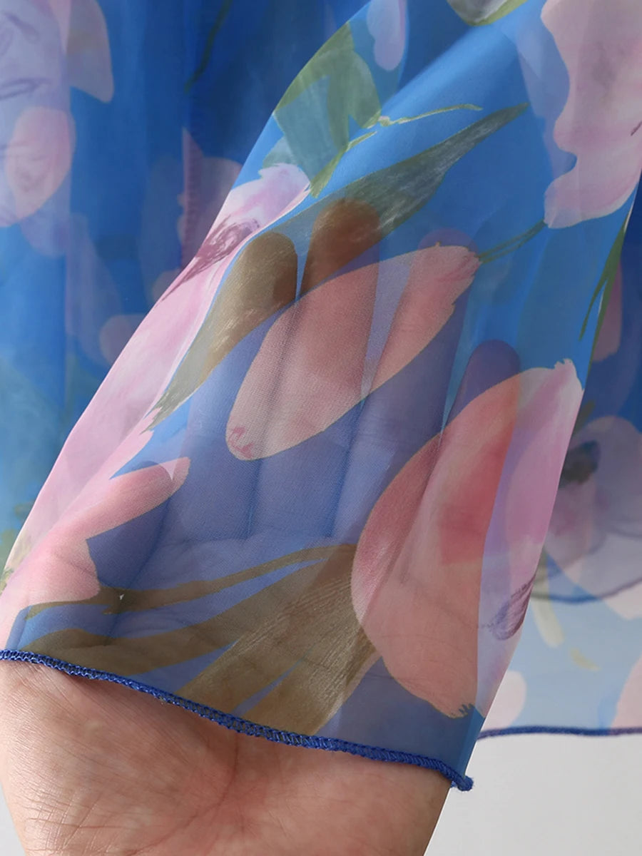 Color block Printing A Line Skirts