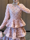 Spliced 3D Flower Dresses