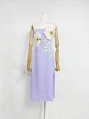 Spliced Appliqués Slimming Dresses