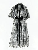 Loose Spliced Lace Up Dresses