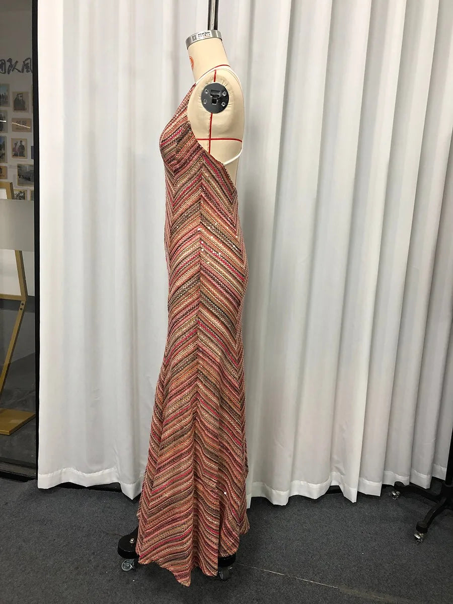 Backless Tunic Sequins Dress