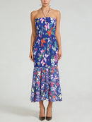 Printing Slimming Spliced Folds Elegant Dress