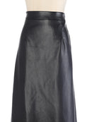 Solid Cut Out Leather Skirt