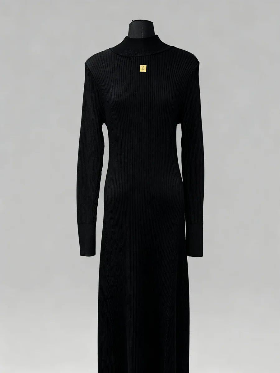 Spliced Zipper Basics Knit Dresses