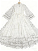 Hit Color Sheer Spliced Appliqués Dresses