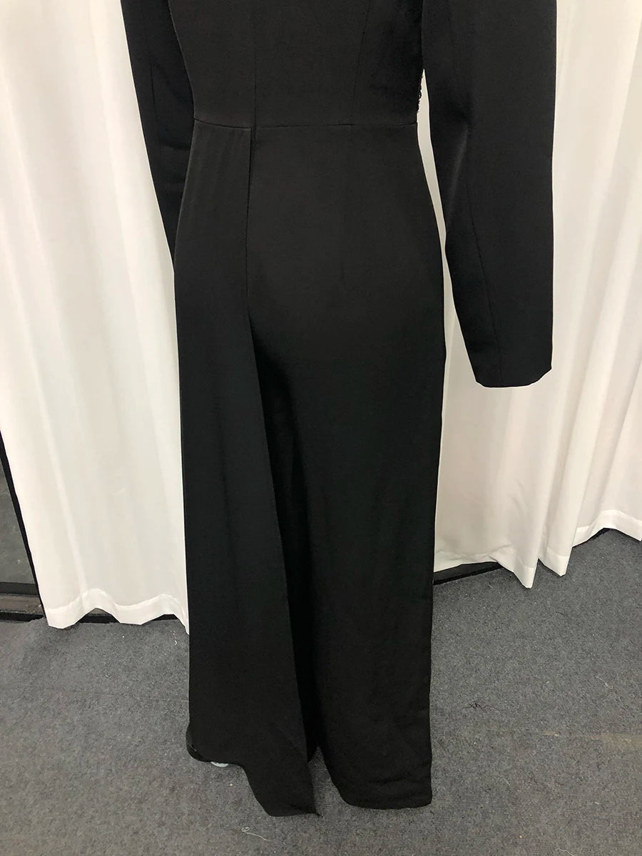 Solid Slimming Spliced Beading  Jumpsuits