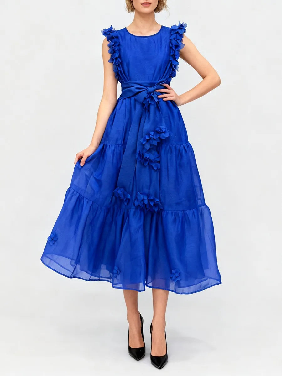 Spliced 3D Flower Dresses