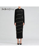 Solid Spliced Zippers Design Sense Dresses