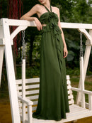 Solid Hollow Out Spliced 3D Flower Dress