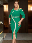 Plus Size Women Asymmetrical Neck One Shoulder Dress
