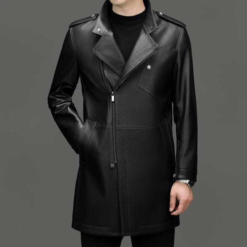 Men’s Cow Leather Trench Coat