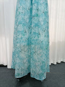 Blue Loose Spliced Flowers Dresses