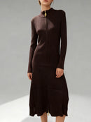 Spliced Zipper Basics Knit Dresses