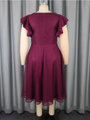 Plus Size Elegant A Line Midi Dress