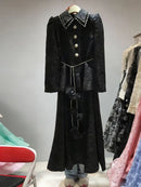 Black Printing Spliced Lace Two Piece Sets