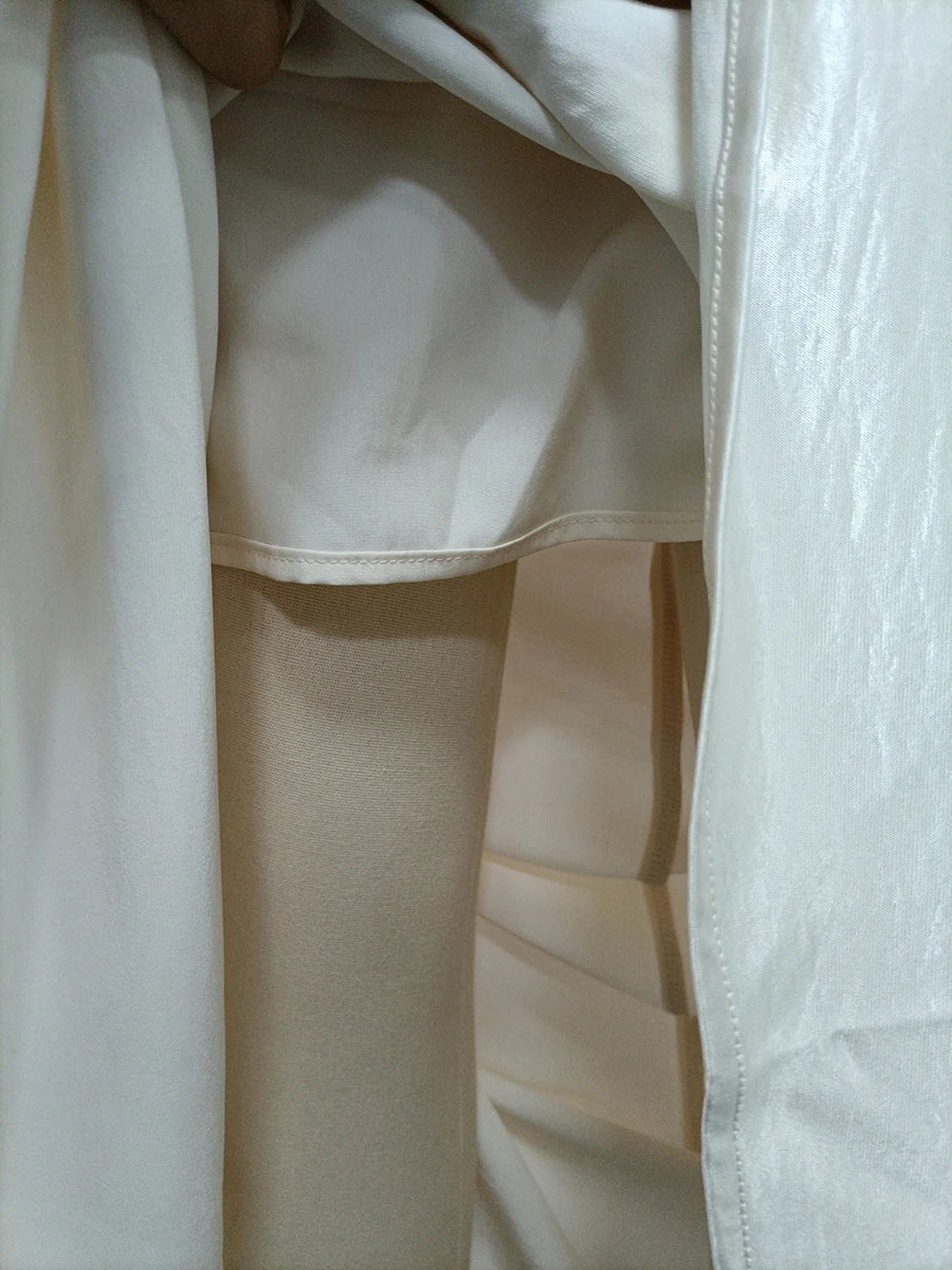 Solid Spliced Pleated Dresses