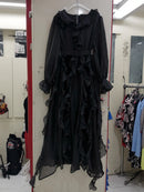 Solid Sheer Spliced Folds Dresses