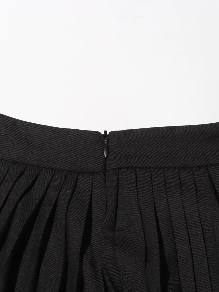 Solid Elegant Patchwork Pleated Skirt